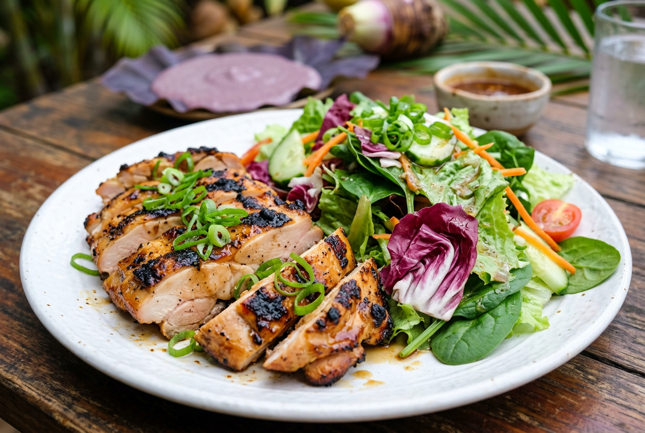 Grilled chicken and fresh salad