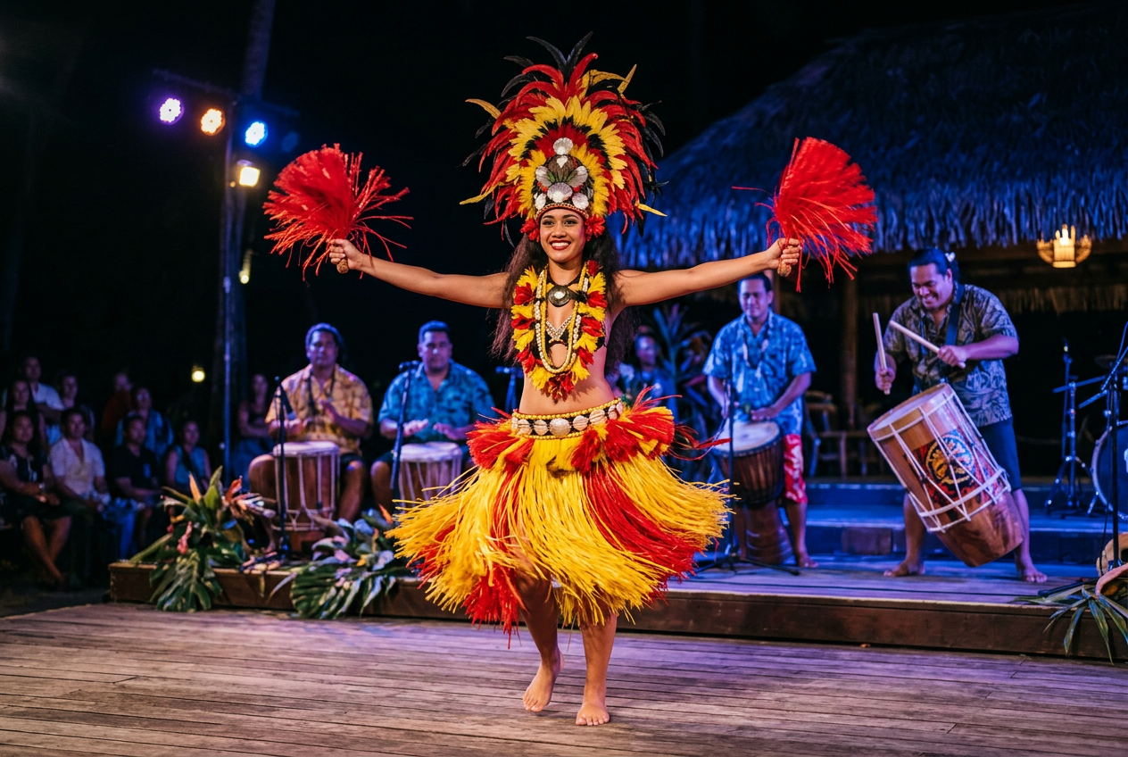 Polynesian dancer performing on stage